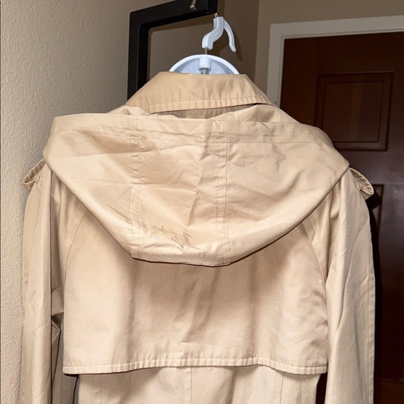 London Fog Khaki Double Breasted Belted Removable Hood Trench Coat Women’s Sz M - Picture 7 of 10